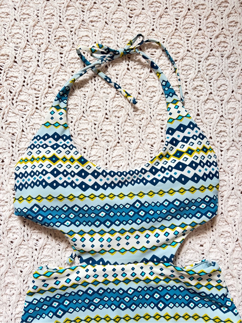 Aerie Women’s One Piece Swimsuit - Geometric Blue & Green - Size Small - Picture 3 of 7